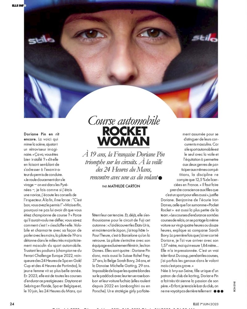 Iron Dames dans ELLE