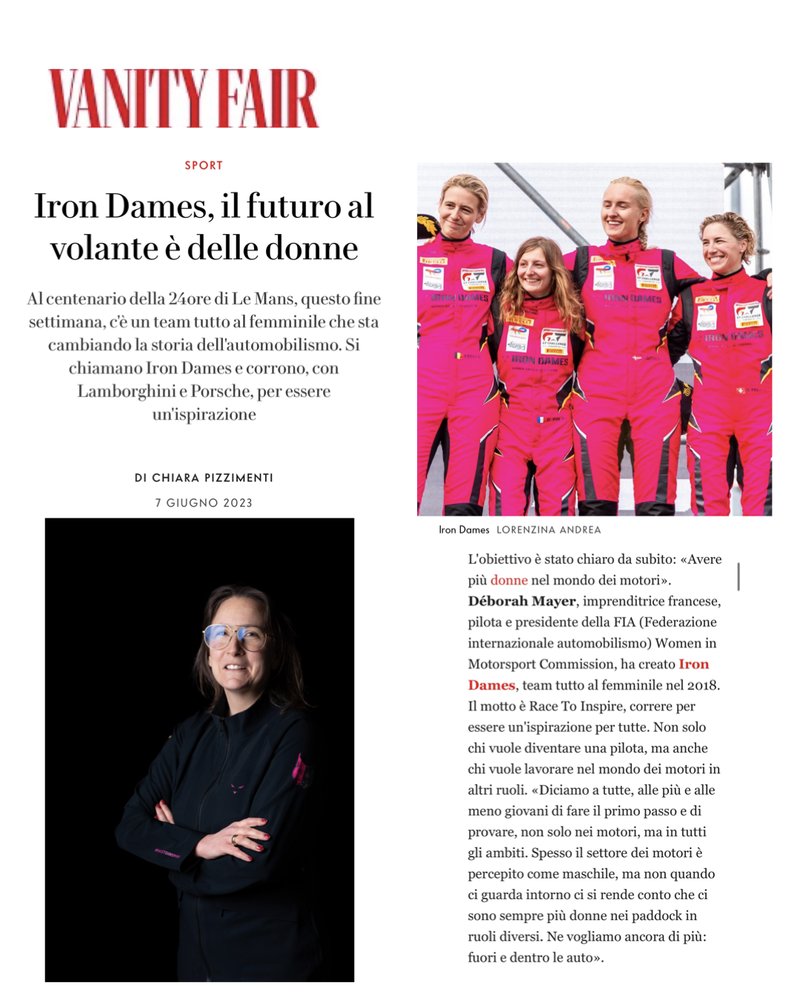 Iron Dames dans Vanity Fair Italia